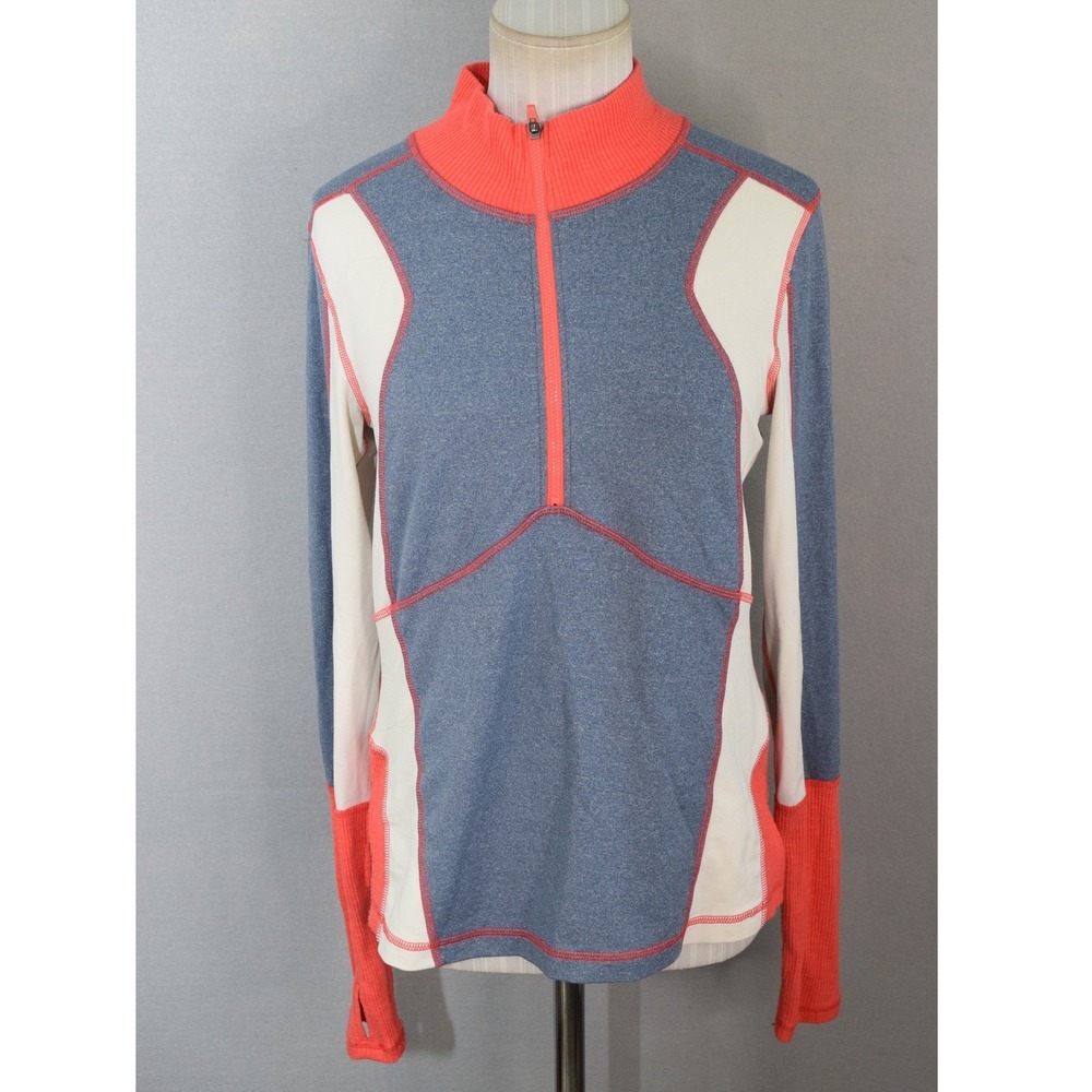Free People Movement Undercover Top Medium Blue Coral Colorblock 1/2 Zip